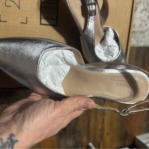 Naturalizer Metallic Silver Slingback Heels